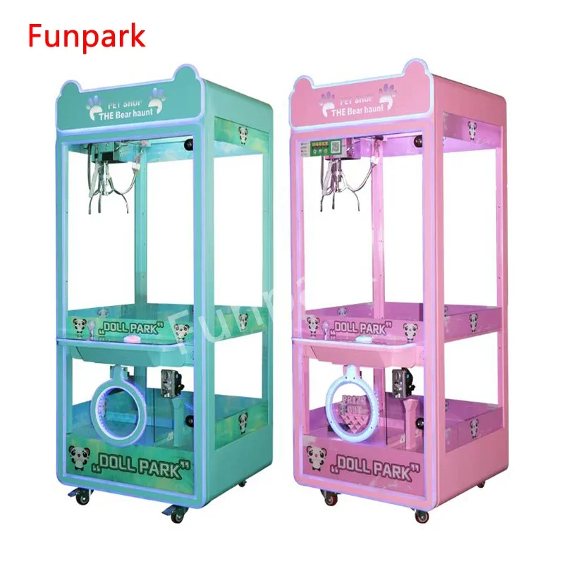 Funpark High Quality Wooden Plush Kid-Friendly Doll Houses Coin-Operated Claw Crane Toy Machine Amusement Game 6+ Years Board