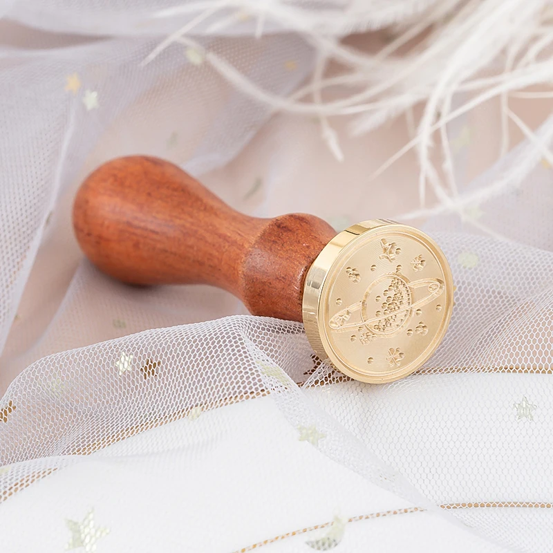 2.5cm Embossed Wax Seal Stamp with Wooden 2pc/set Handle Vintage Sealing Head Balloon Cards Envelopes Scrapbooking Supplies