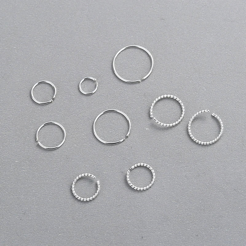 
925 Sterling Silver Round Nose Ring Twisted Rope Shaped Body Piercing Jewelry Minimalist Personality For Women 
