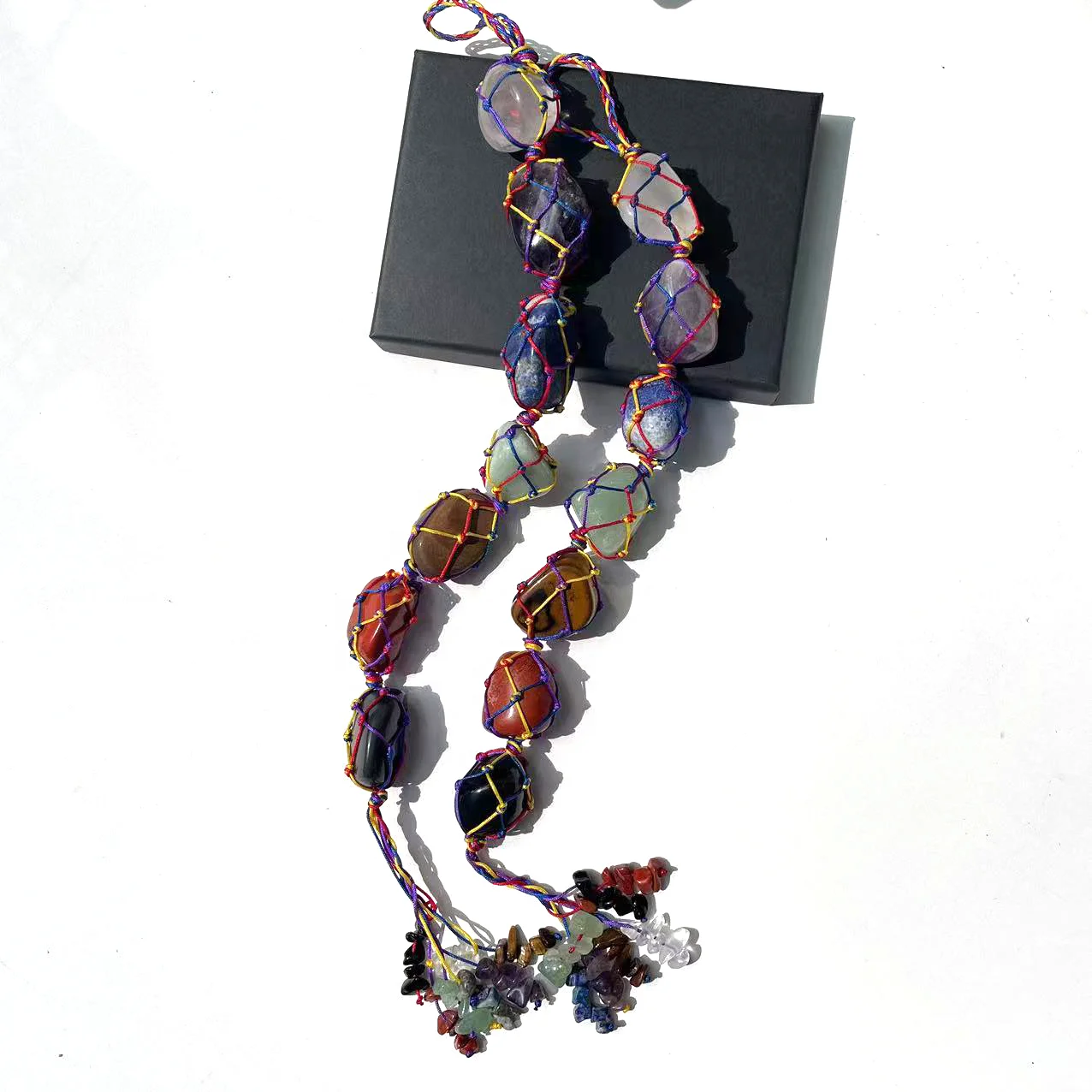 New arrivals gemstone car hanging tumble stones crystal hanging ornament 7 chakra car pendant