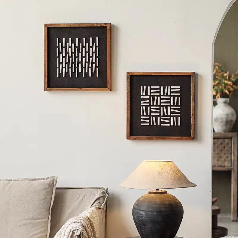 Modern Creative Wall Decor Square Painting Wooden Frame Picture for Interior Living Room Bedroom Home Wall Decorative