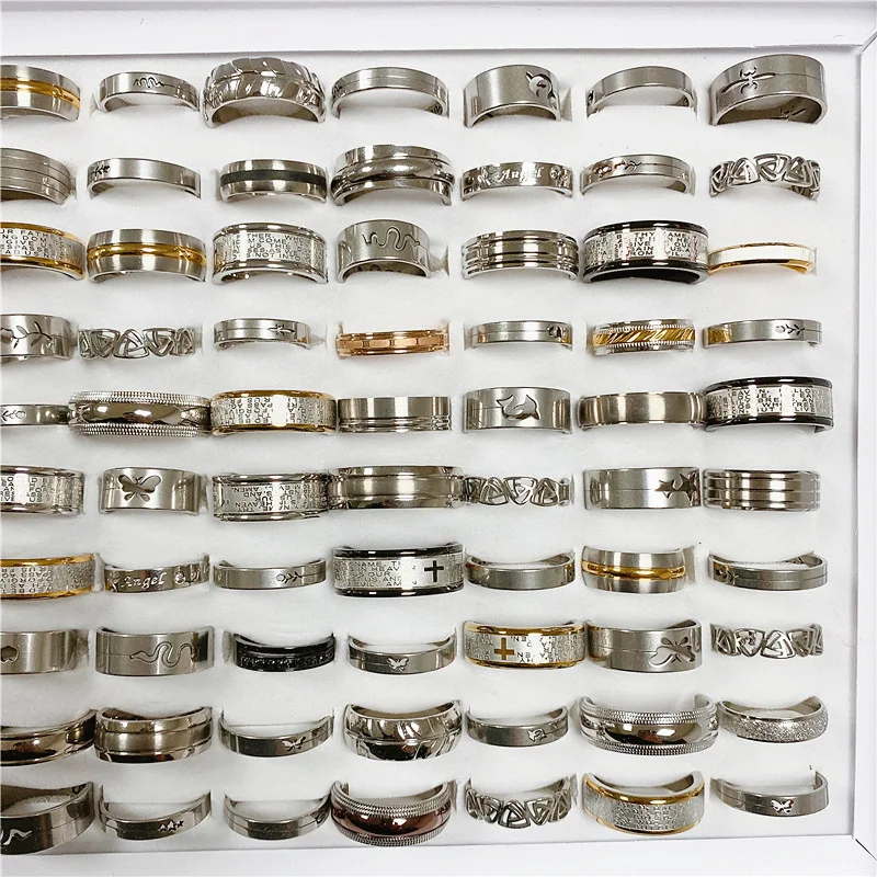 No Fade Stainless Steel Ring Couple Jewelry Wholesale Titanium Steel Cross Rings