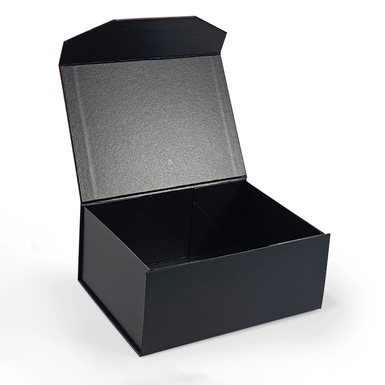 Sleek and Modern Cosmetics Packaging with Innovatively Designed Black Magnetic Folding Boxes