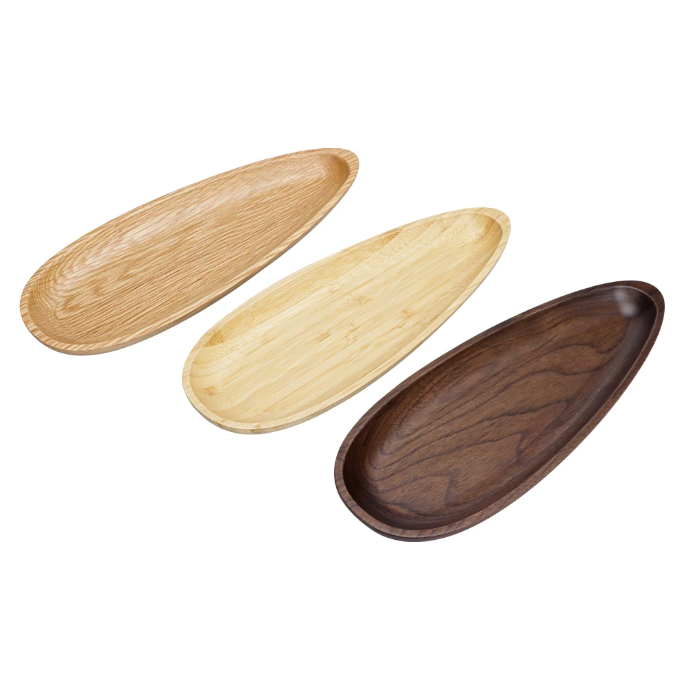 The snack tray of melon seed shaped white oak fruit plate is coated with food grade environment-friendly silicone coating