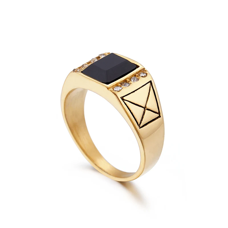 
Wholesale Jewelry India Men Gold Ring Design Black Onyx Gold Ring For Men 