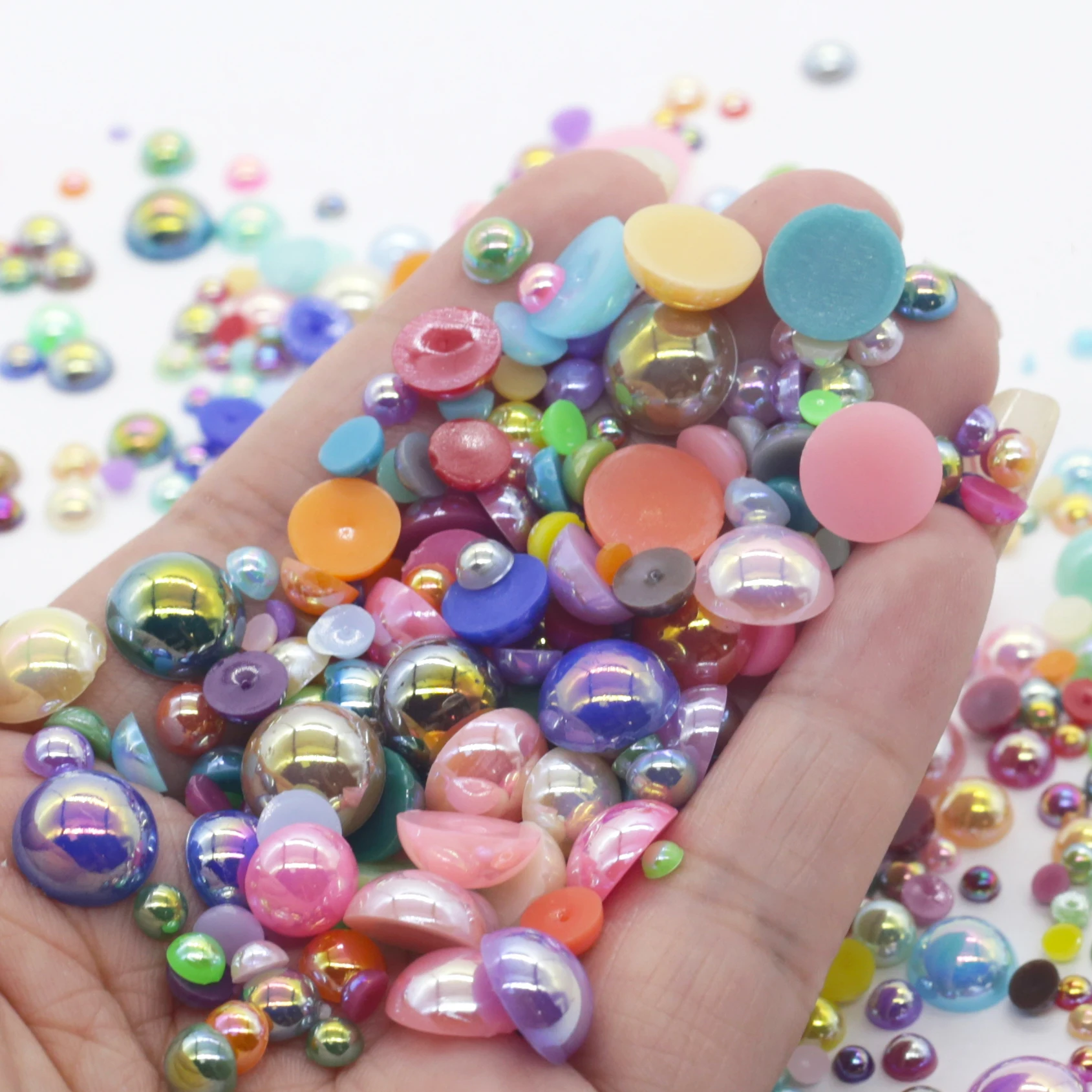 XULIN Bulk Package Mix Sizes Colorful ABS Half Round Pearl For Nail Mobile DIY Craft