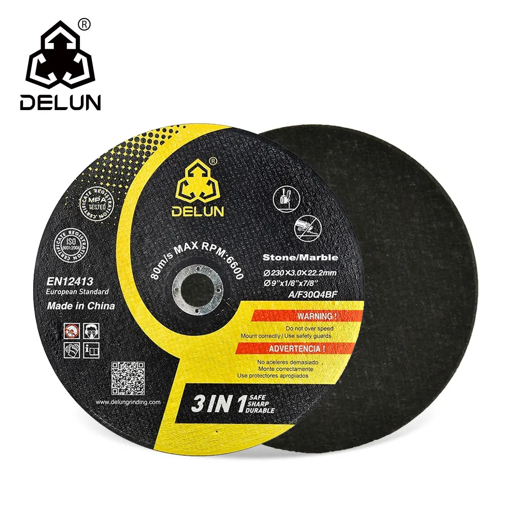 high quality 9inch 230mm DELUN  abrasive cutting long duration time cutting disk for metal and stainless steel