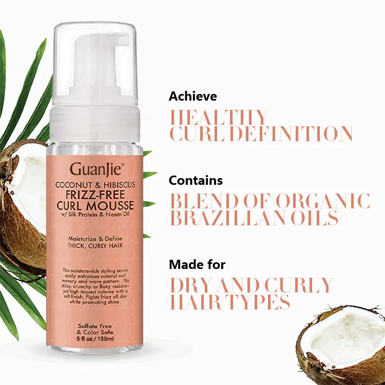 Hair Foam Mousse for Curly Unisex Hair Styling Curly Hair Products Amino Acid Strong Hold All Ages Molding/shaping