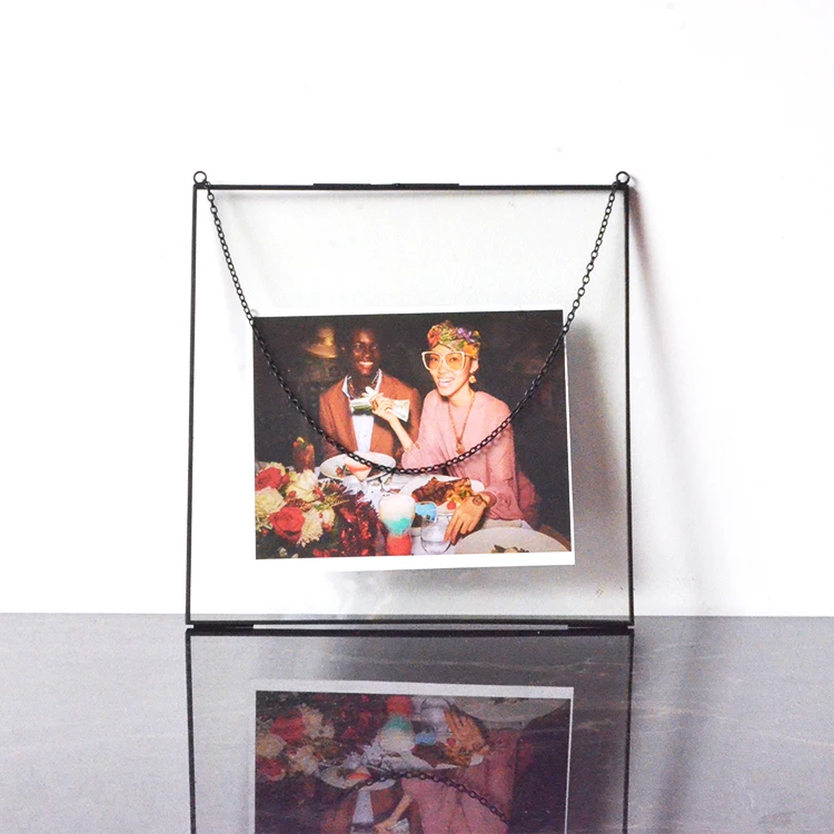  4x6 прямоугольная элегантная настенная фоторамка металлическая латунная стекло для свадьбы