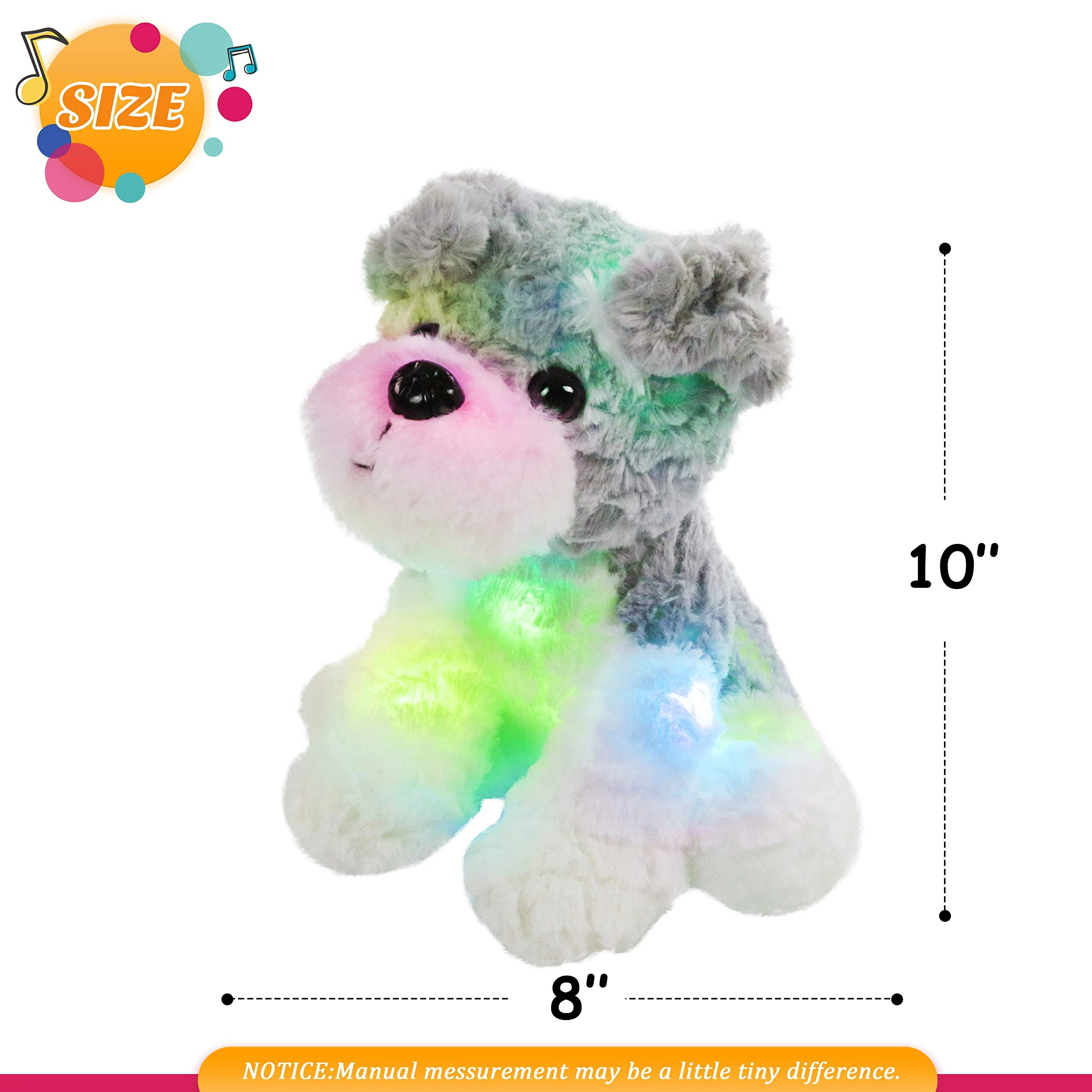 25cm Glowing Electronic Cute Stuffed Singing Dog Soft Pillow Plush Toy with Night Lights Glow in The Dark Birthday Wholesale
