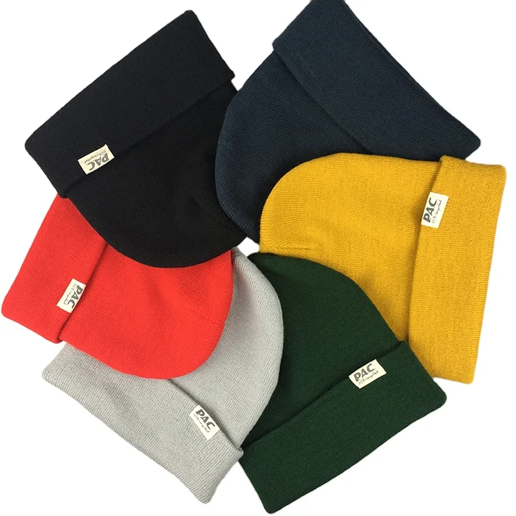 Factory Price Toque Gorros Knit Ski Skull Cap Knitted Winter Hat Beanie Custom Hat Logo Woven Label Beanie Hat With Cuff