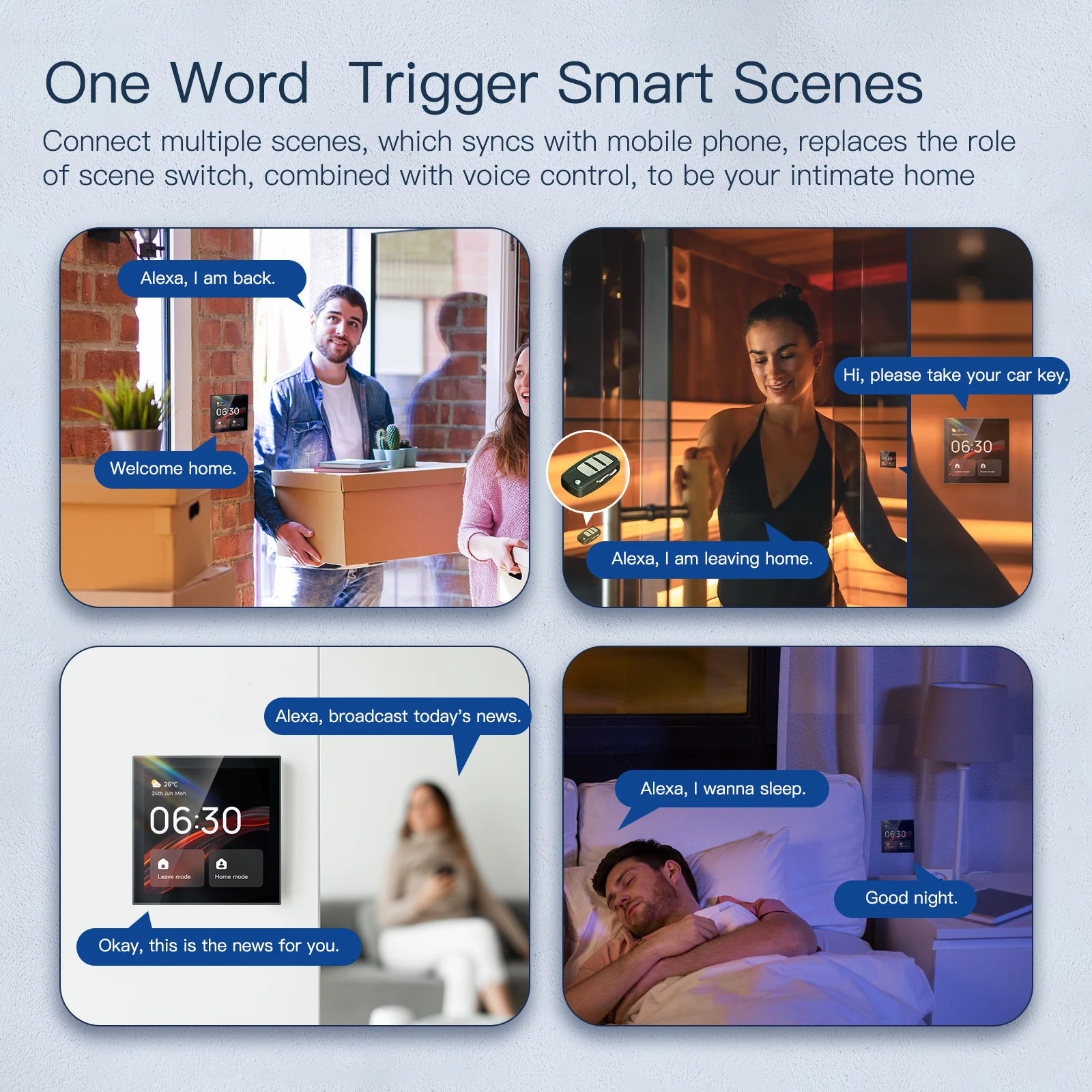 2023 new arrival Wireless Zigbee 4 inch smart home touch control panel gateway with built-in Alexa voice control