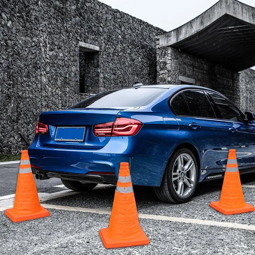 Collapsible Traffic Cones PVC Safety Road Parking Fluorescent Orange Pop up Emergency Reflective