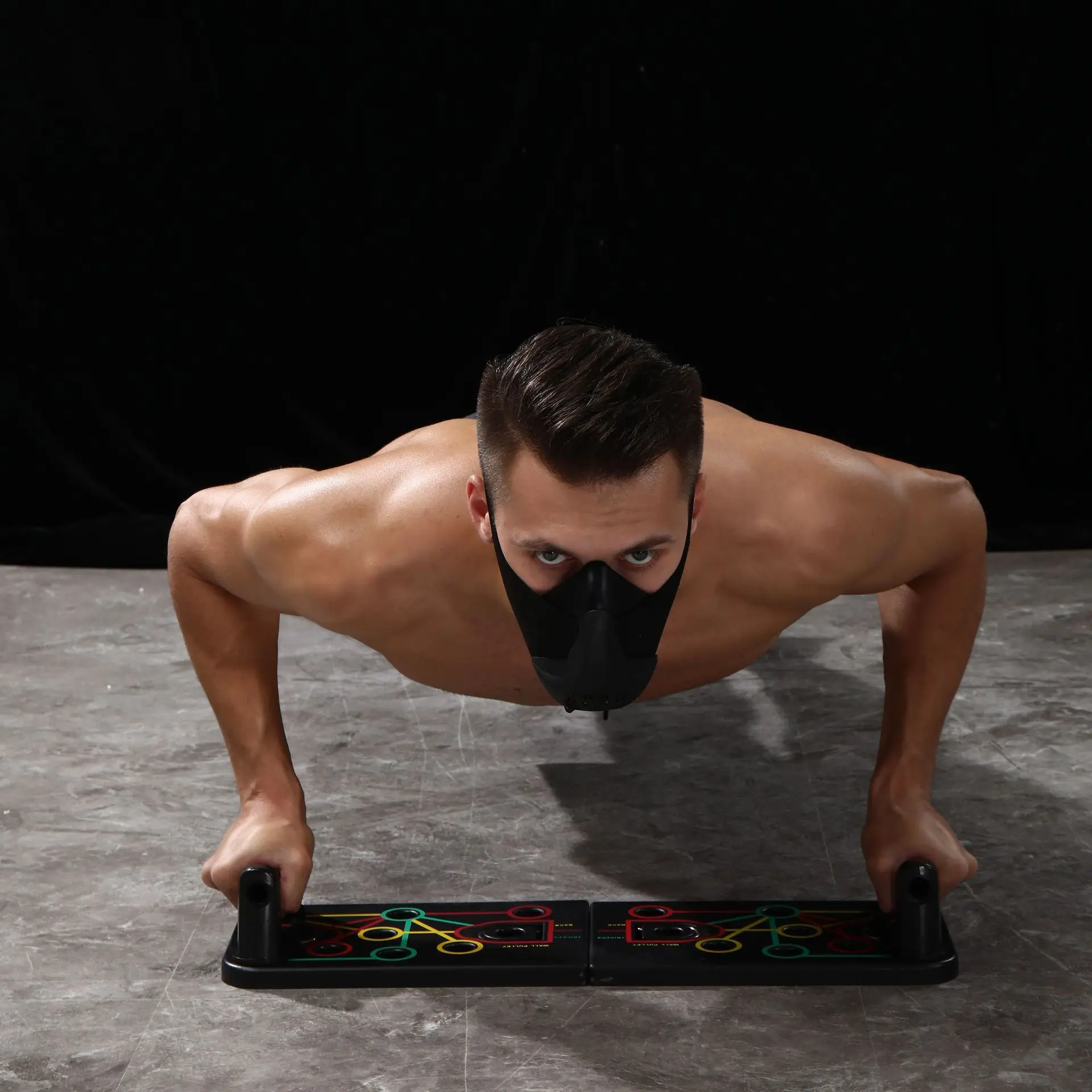 Push Up Board with Resistance Bands Body Building Muscles Training Equipment Gym Fitness Exercise Multifunctional Push Up Board