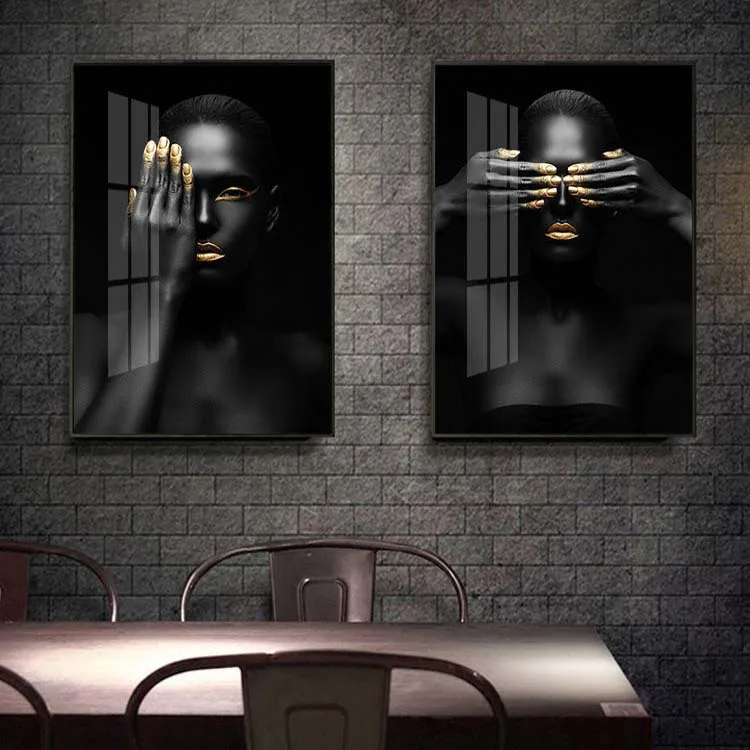 Popular African Black Beauty Women Hanging Painting Modern Acrylic Sofa Wall Art Home Decor 100% Hand Painted Luxury Paintings