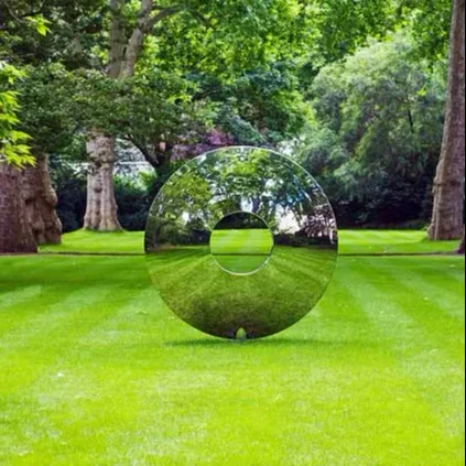 Modern garden mirror polished circle torus statue metal crafts home yard outdoor decoration stainless steel ring sculpture to UK