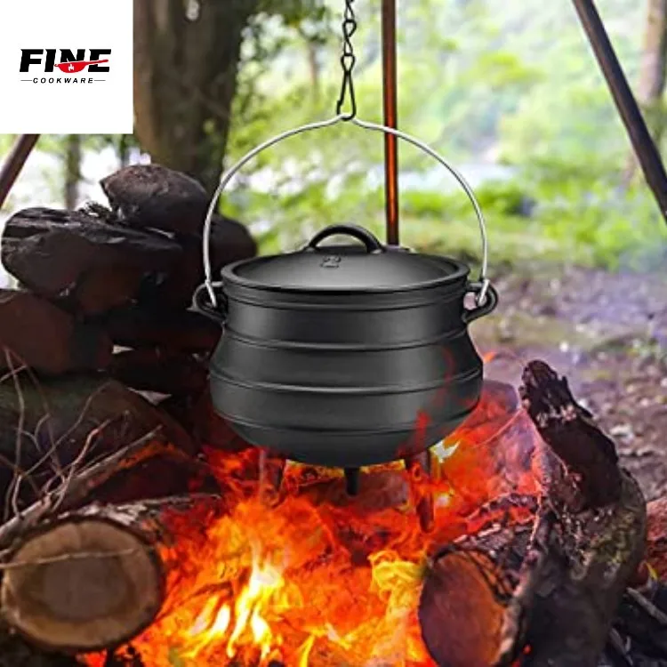 South African Large Cast Iron Cooking Pot 3 Legs Cast iron Caudron Potjie Soup Pot With Lid