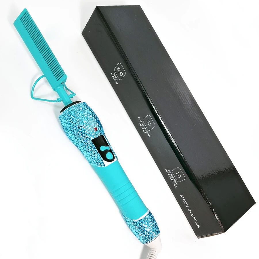 New professional hot hair tools bling diamond hot comb electric copper hot comb ceramic press comb for hair extension