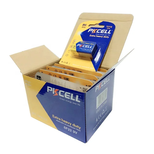 Shenzhen pkcell brand zinc carbon batteries 9v 6f22 for remote control
