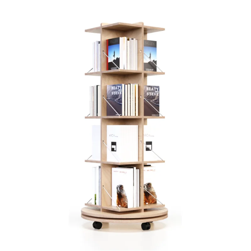 Italian Wooden Library and Newspaper Floor Display Rack For Furniture