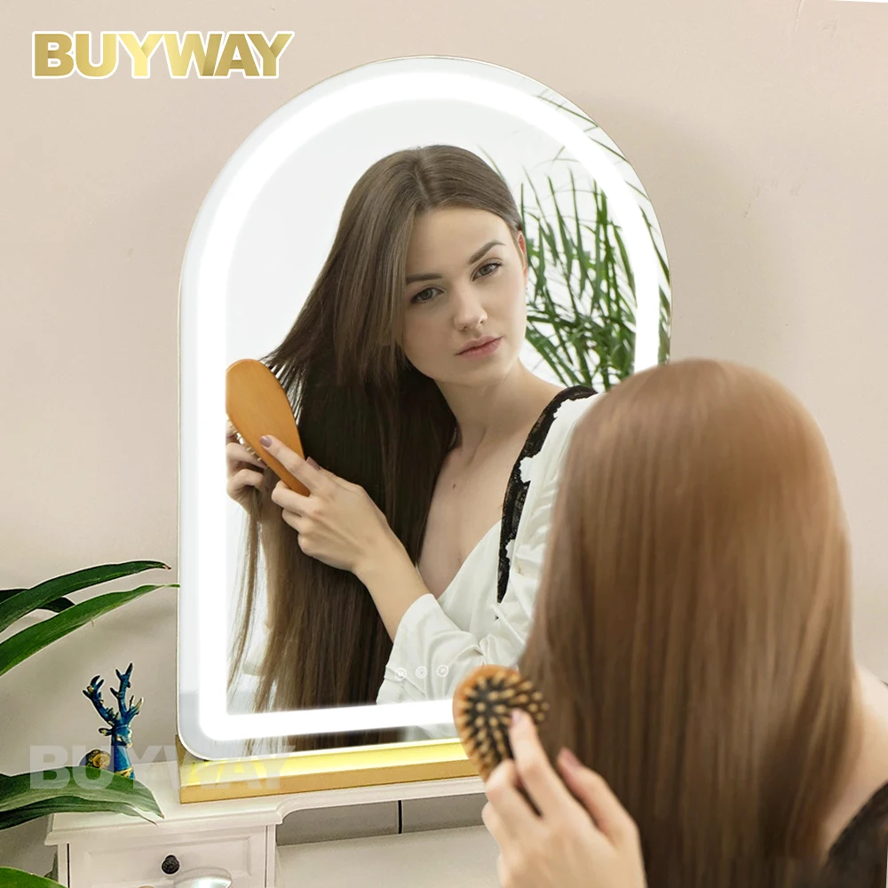 AMZ Hot Sale Dressing Table Large Vanity Mirror Dimmable LED With 3 Color LightsLighted Hollywood Makeup Mirror For Bedroom