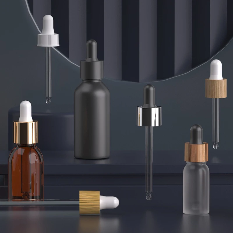 18/410 18/415 Plastic Dropper shiny gold silver smooth glass pipette aluminum dropper