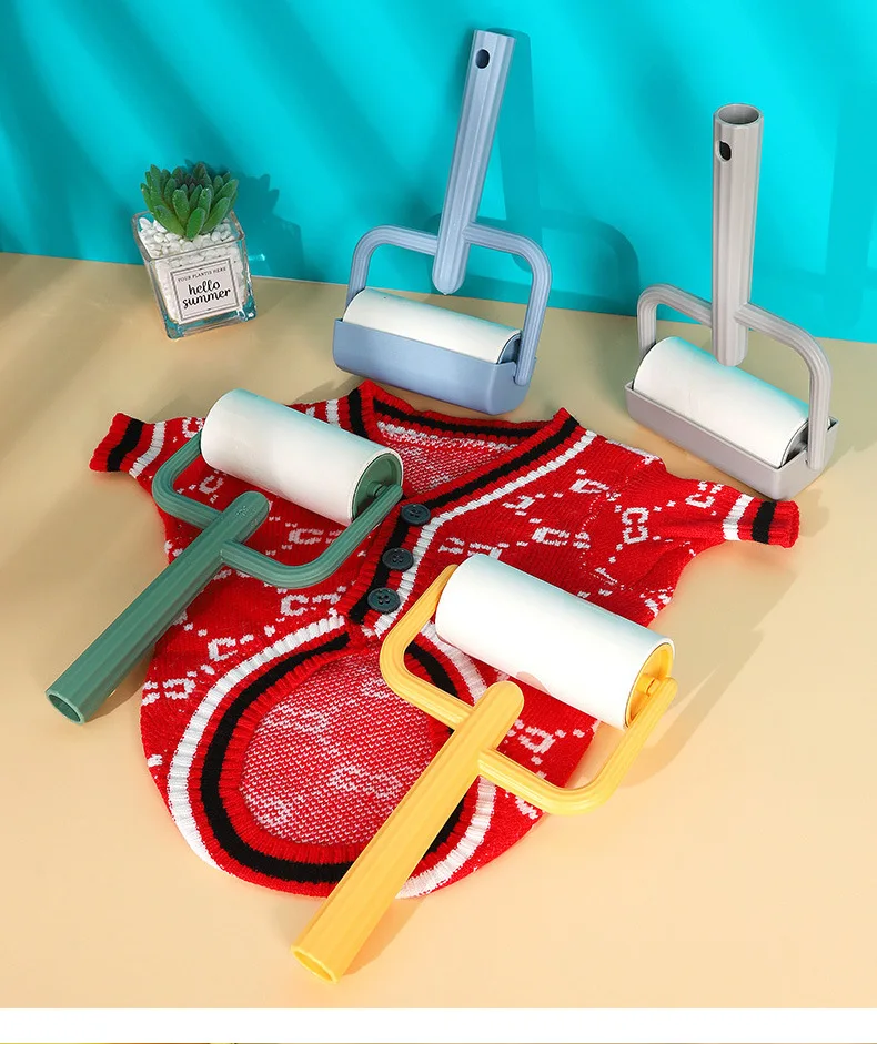 Plastic Handle Detachable Adhesive Paper Cleaning Removal Brushes Pets Hair Roller Removal