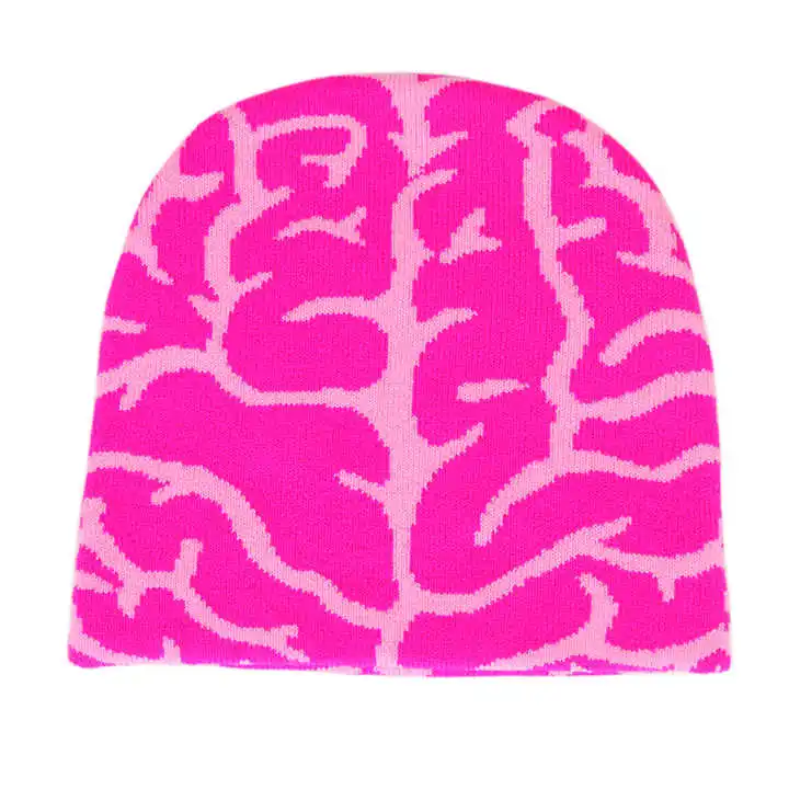 Hats Cotton Knit Design with Puff Printing Low MOQ Plaid and Letter Patterns Cap Knitted Hat in Many Colors and Designs