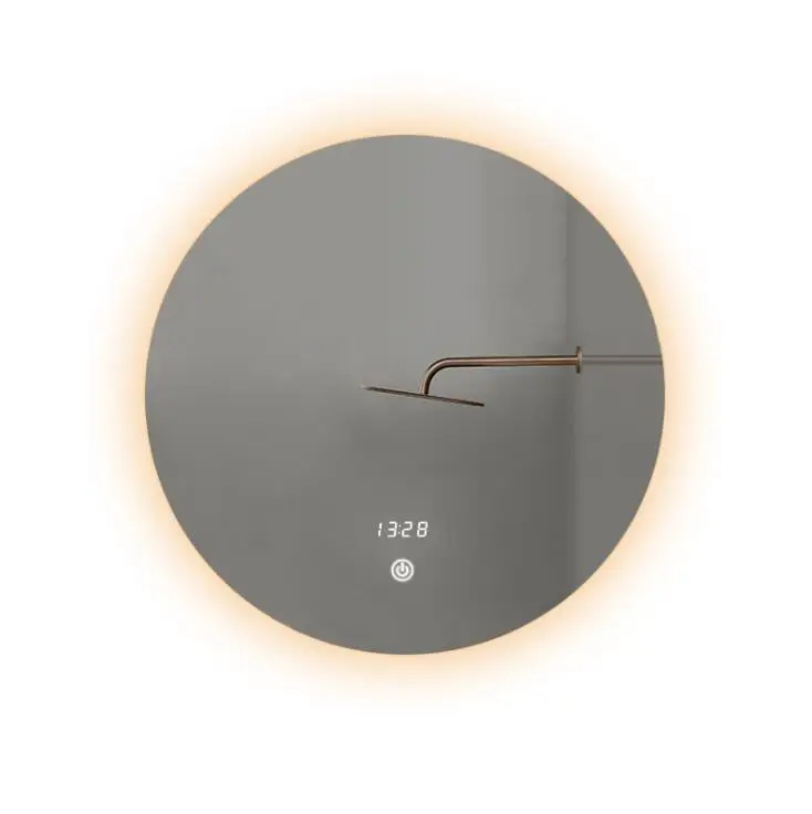 Hot Sale Hotel Premium Texture Mirror Big Round Led Smart Light Wall Mounted Bathroom Mirror