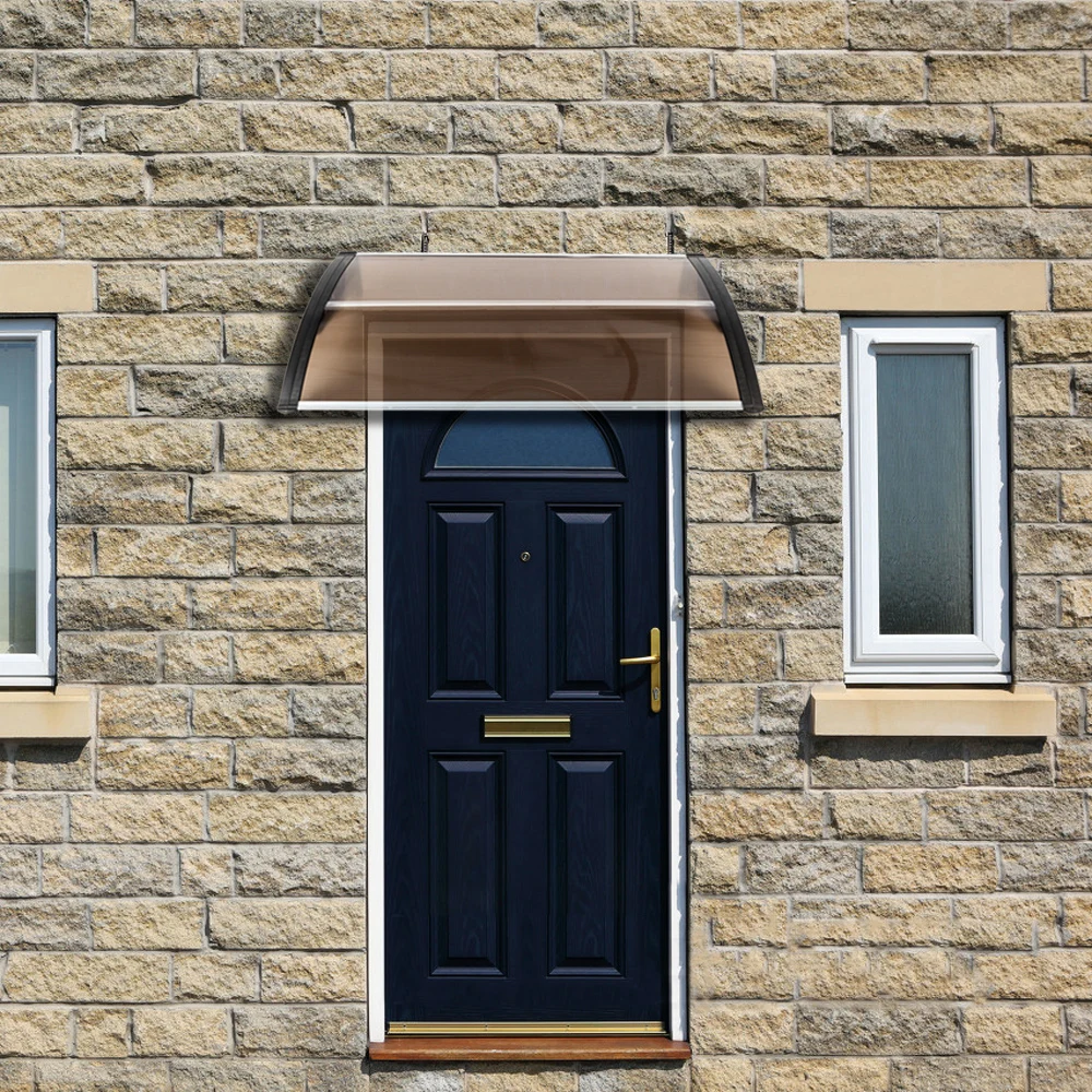 100 x 96 CM Household Application Door & Window Rain Cover Eaves Brown Board & Black Holder