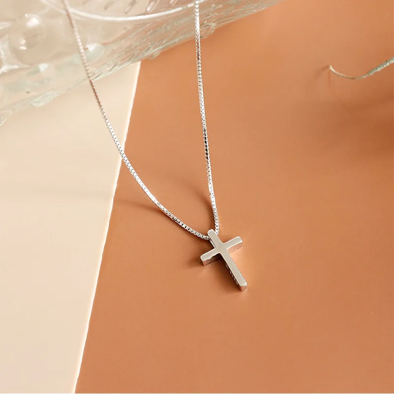 WMD1146 Jesus Religious Christian Chain Custom Necklace 925 Sterling Silver Women Cross Necklace