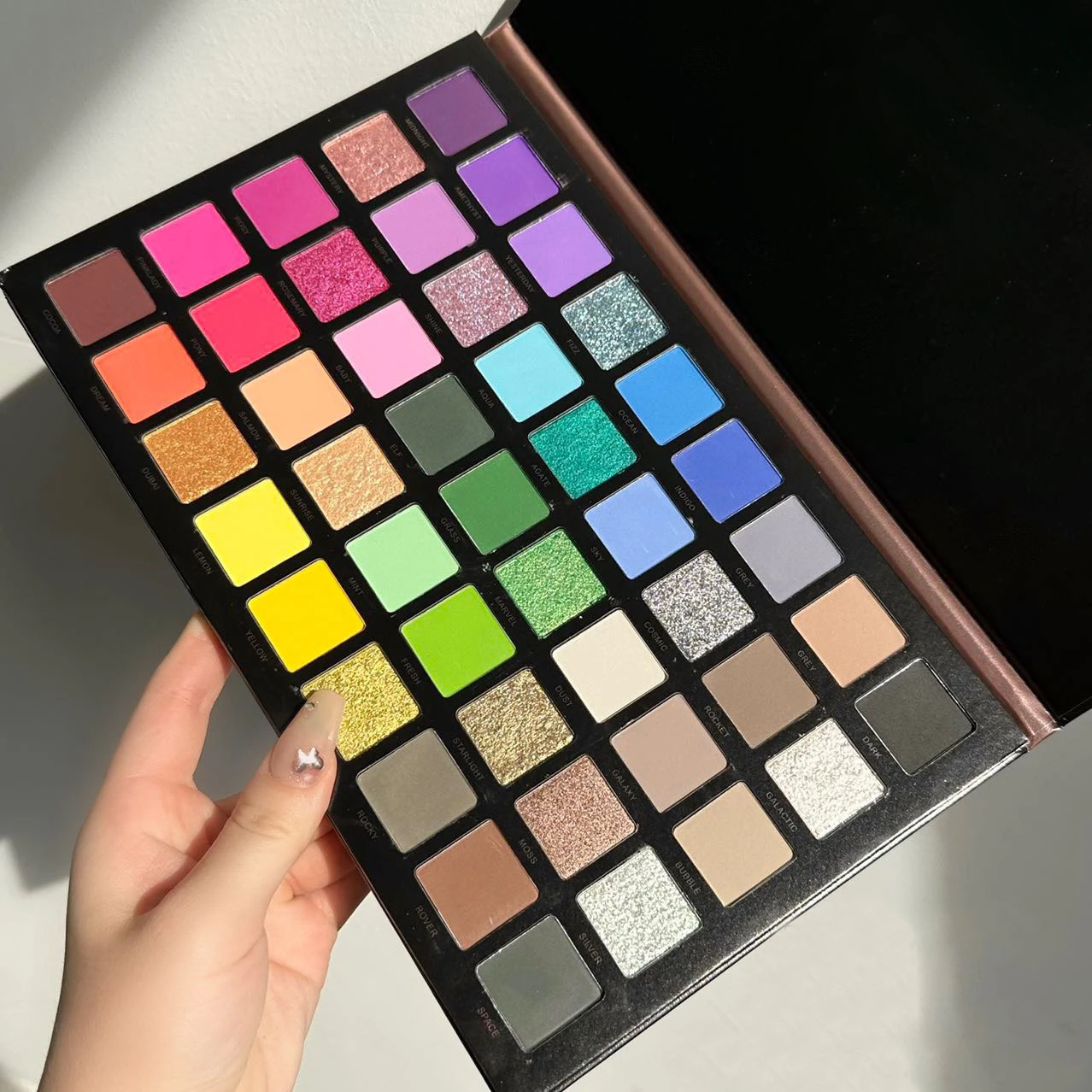 Custom Name 45 Color DIY Eyeshadow Palette Long Lasting Powder with Glitter Shimmer Finish for Eye Makeup  Multi-color Options