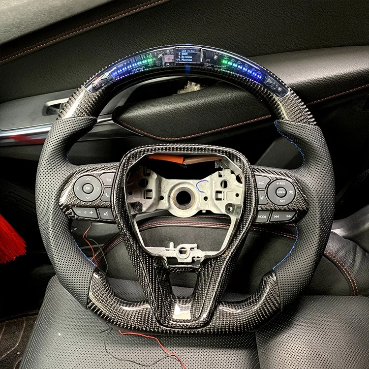 Hot Selling LED Carbon with carbon fiber with perforated leather with LED light on steering wheel for 2019-Corolla