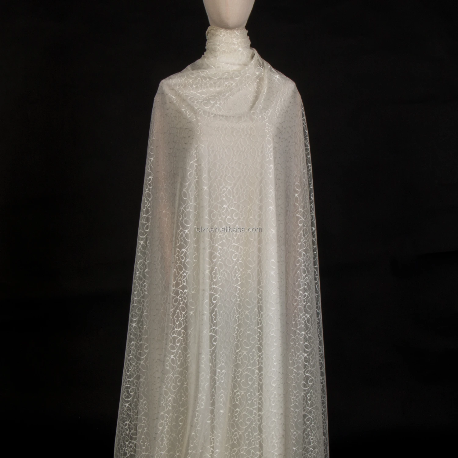 Wholesale Recycled Tulle Fabric Beautiful White French Bridal Textile Wedding Dress Tulle Fabric