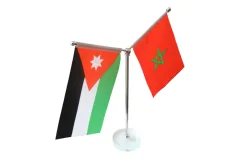 crystal glass base stainless steel table flagpole with custom polyester national desktop flag