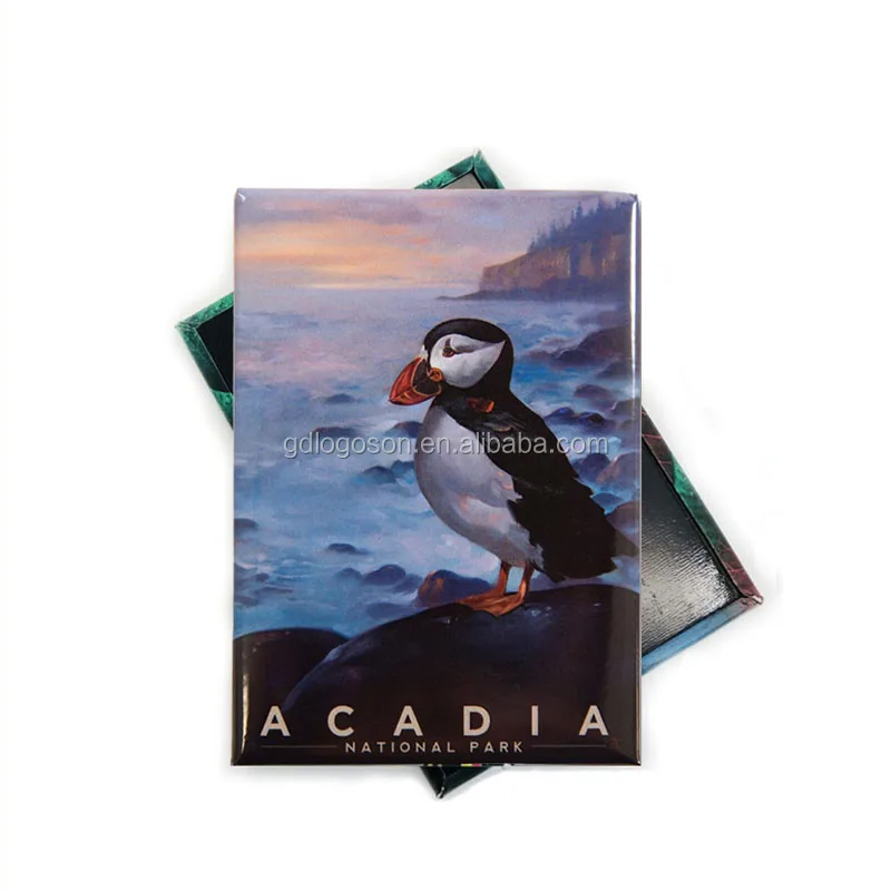 Cheap Souvenir Clever Iceland Puffin Printing Tinplate Iceland Fridge Magnet