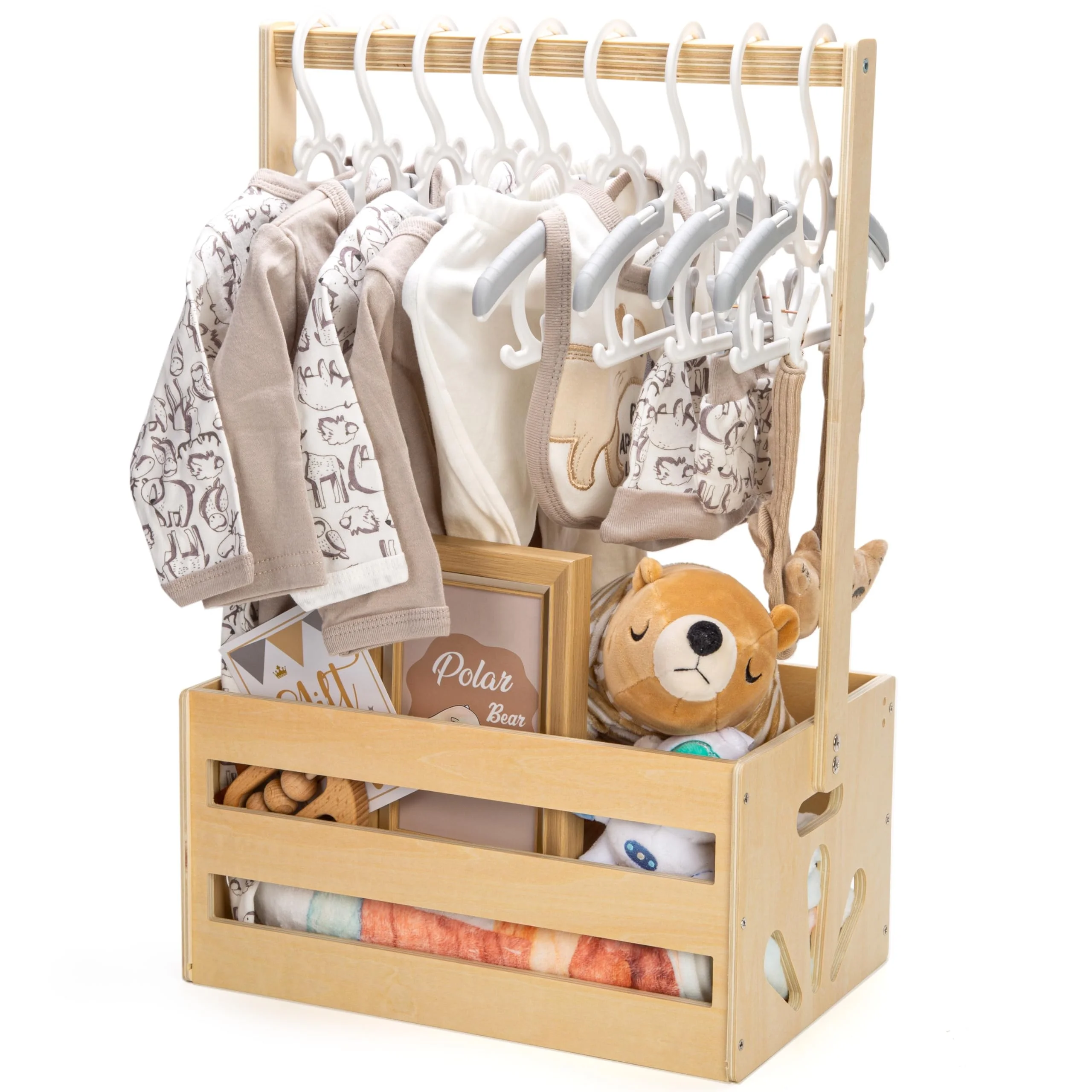 The best-selling new custom wooden baby shower box closet welcome gift basket for newborns Wooden Baby Shower Crate