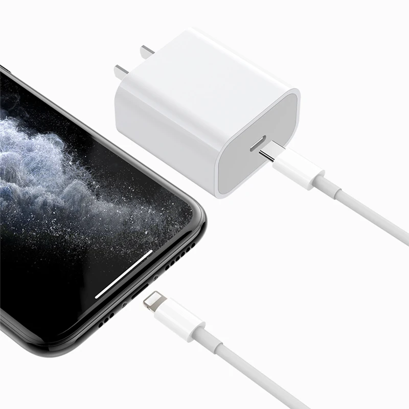  Оригинальный 20 Вт Быстродействующее зарядное устройство PD Type-C USB-C адаптер Быстрый зарядный кабель для передачи данных iphone