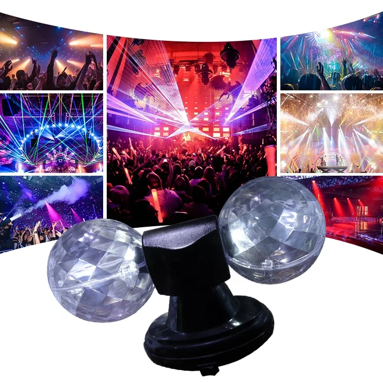 360 Rotate twin crystal disco light with adaptor operated party light christmas