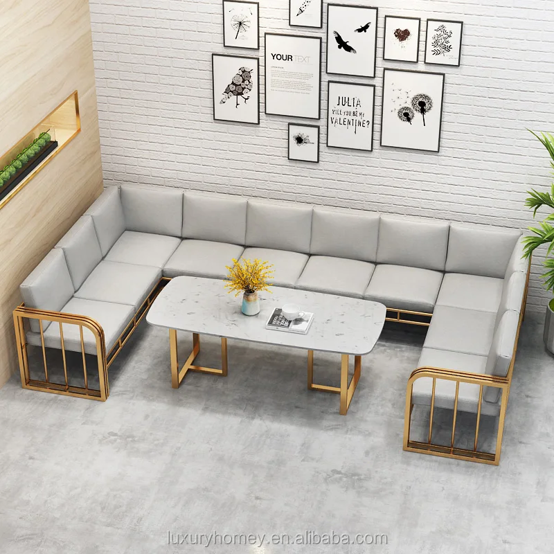 Wholesale factory supply restaurant furniture u shape leather sofa set steel base leg for cafe and hotel chairs