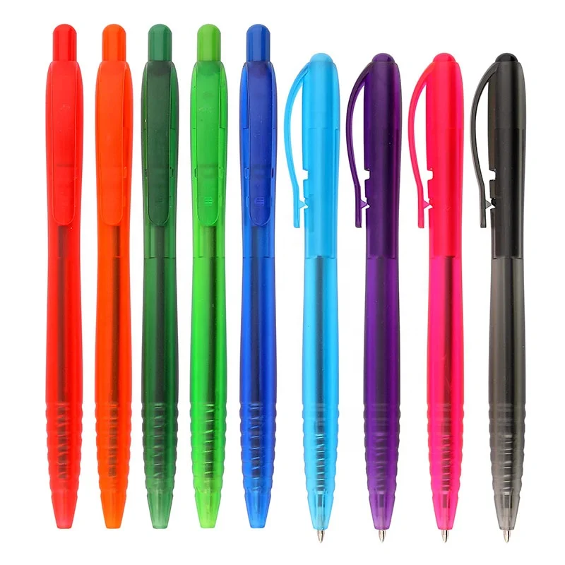 Cheap promotional gift ball pen colored translucent matte logo printed ballpoint pen