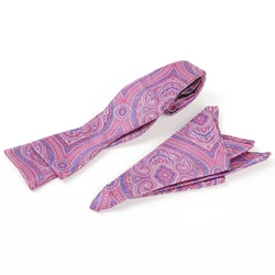 Мужской модный жаккардовый галстук-бабочка «пейсли» для смокинга, набор носовых платков из микрофибры машинной стирки