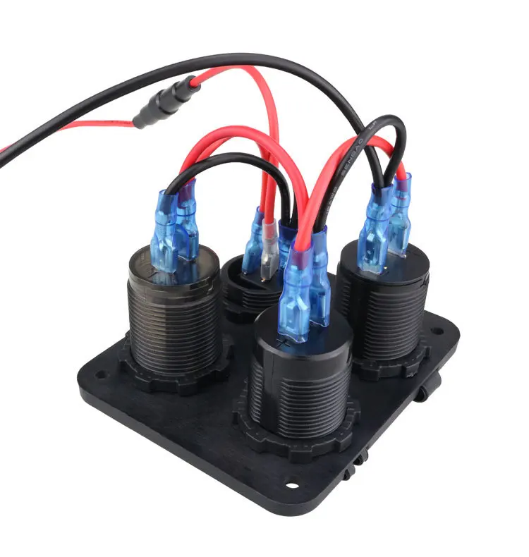 4 In 1 12V Dual USB Socket Charger 3.1A LED Voltmeter 5V Power OutletCar Charger Adapter Panel For Car