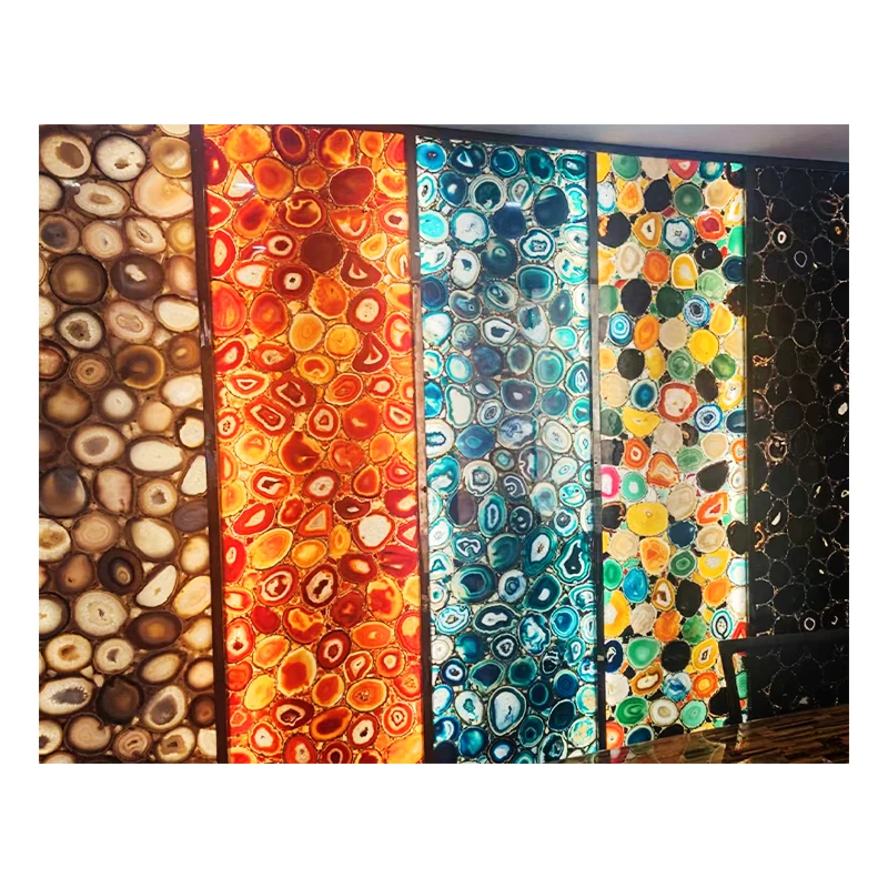 Factory Price Large Natural Polished Translucent Backlit Agate Semi Precious Stone Slabs