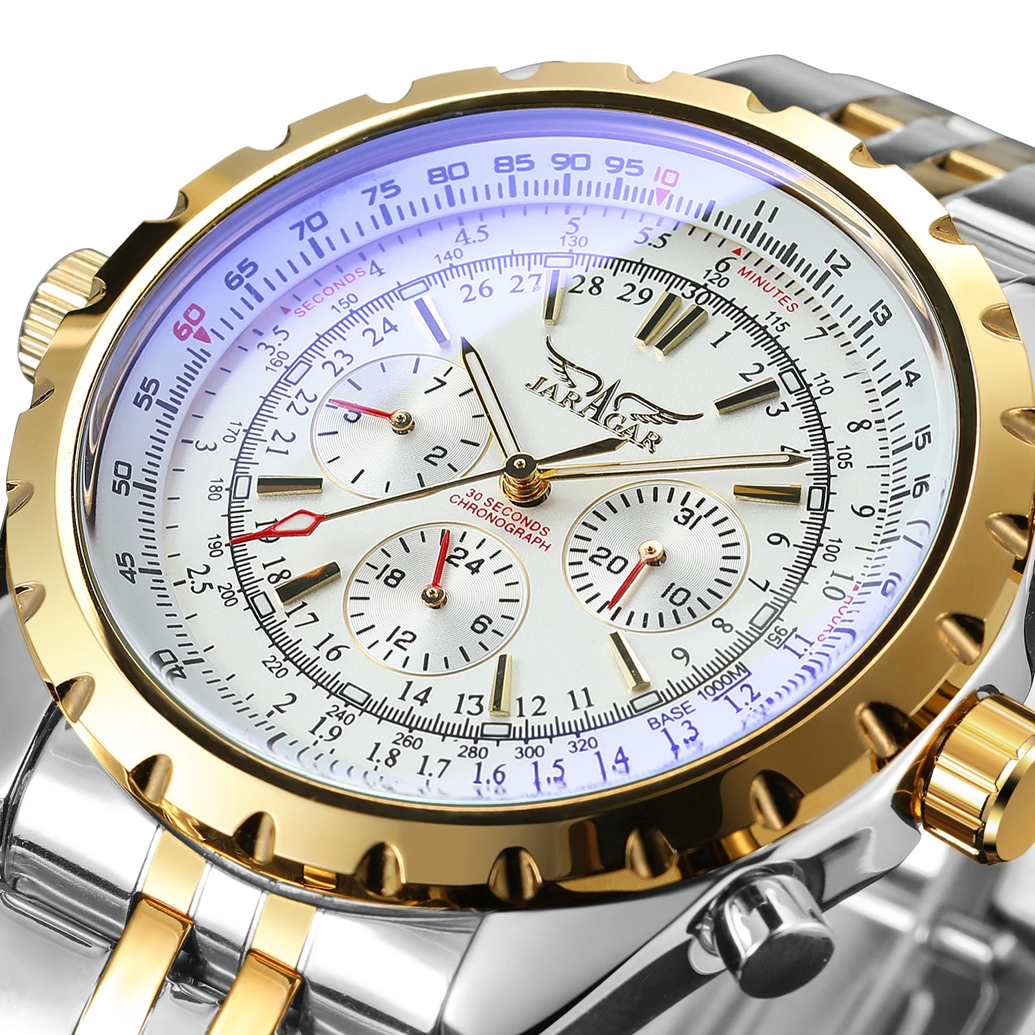 JARAGAR montre pour homme Relogio Masculino Automatic Mechanical Tourbillon Stainless Steel Chronograph men Wristwatch