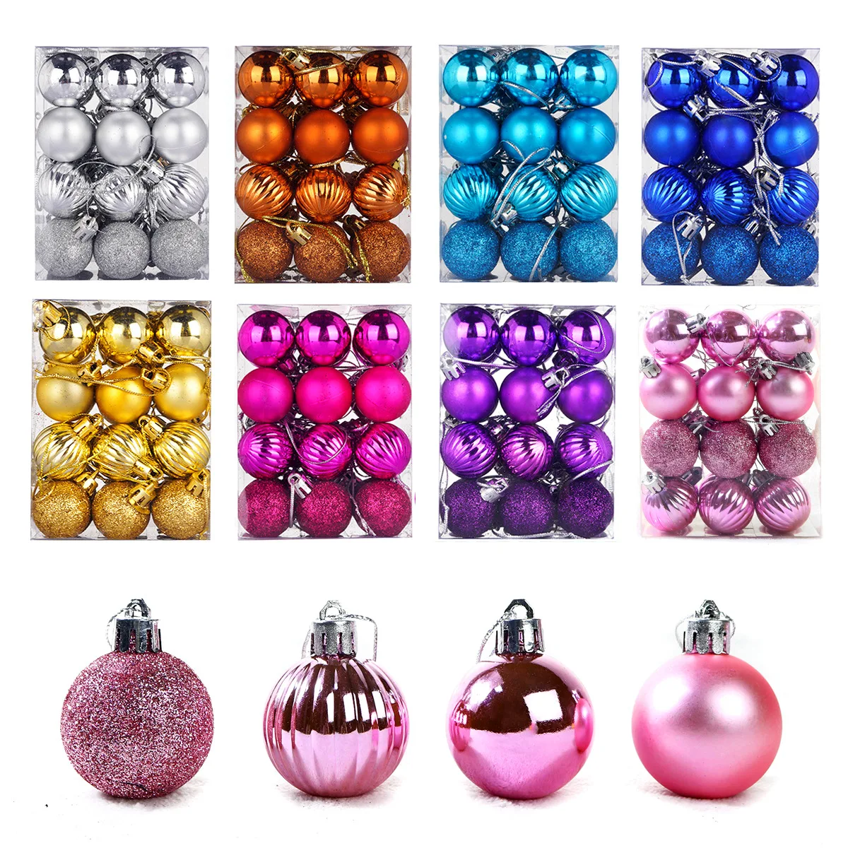 Hot Sale New Design Wholesale Plastic 24PCS Christmas Ornaments Ball Christmas Decoration Ball