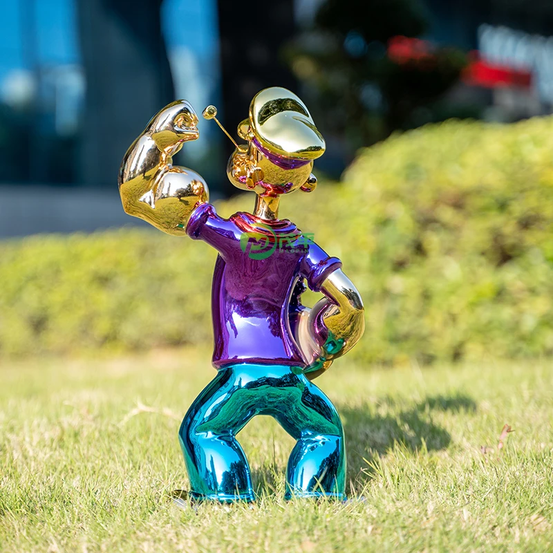 Home Decor Metal Crafts Life Size Resin Toy Popeye Pop Art Sculpture Fiberglass Popeye The Sailor Figurine Sculpture