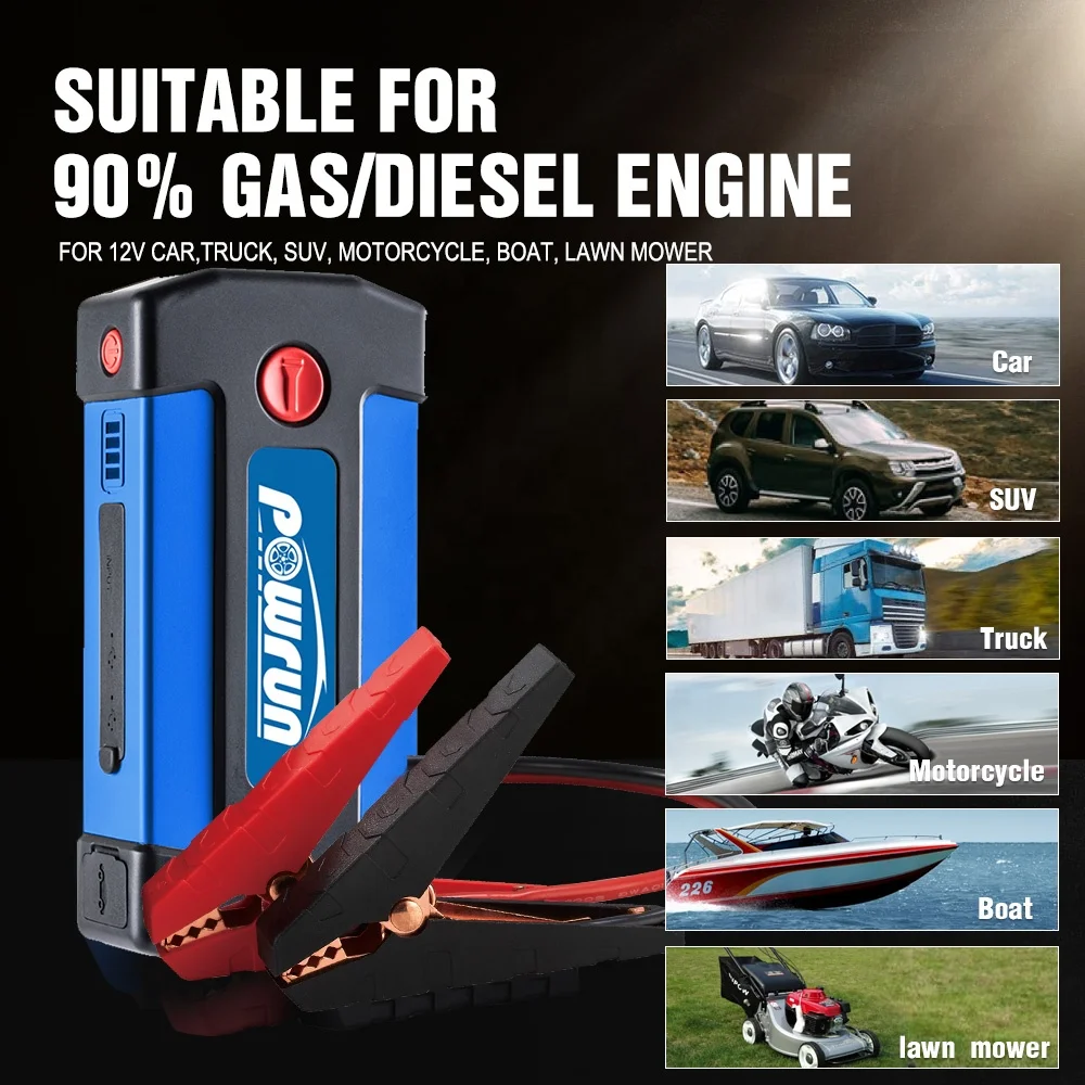 POWRUN 800A Peak Batteryless Booster Start 12V Mini Multi-function Car Power Bank Battery Jump