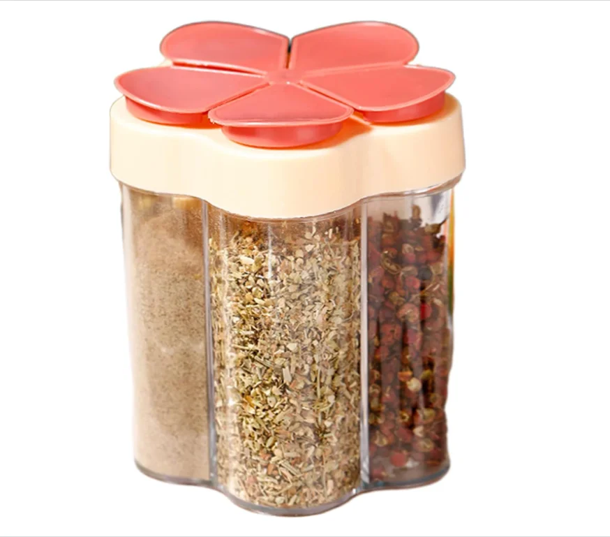 5 In 1 Salt and Pepper Shaker, Clear Salt Bottle Seasoning Bottle for Outdoors Barbecue Picnic Camping