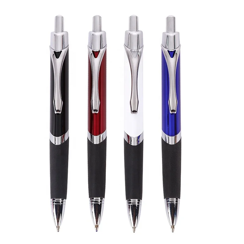 High Quality Rubber Grip Metal Ballpoint Pens Promotion Customized Pen Logo Click Triangle Ball Point Pen